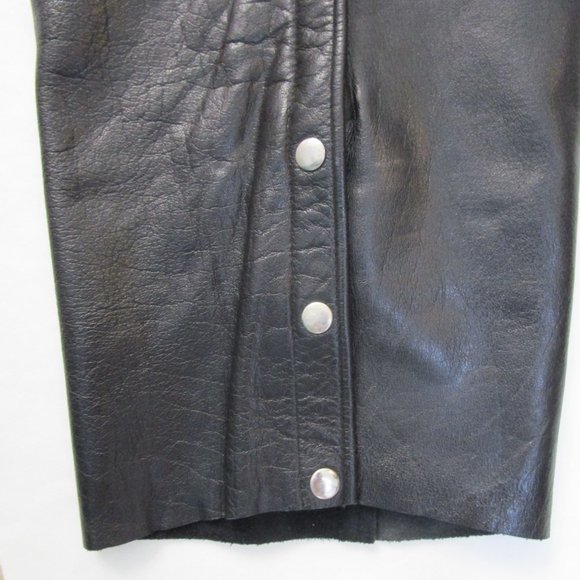 5X 5XL Black Leather Motorcycle Chaps Pants Mesh Lining - Picture 10 of 11
